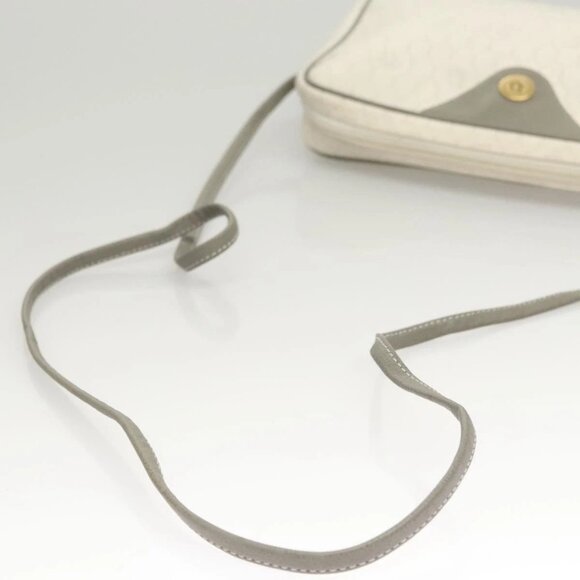 Christian Dior Honeycomb Canvas Shoulder Bag PVC White Gold Auth sw752 - Picture 8 of 16